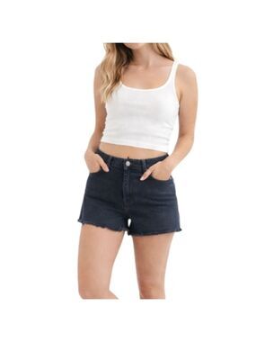 Levi Strauss Black Heritage High Rise Frayed Hem Denim Shorts Size 6 / 28